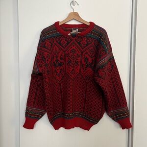 Dale of Norway Red and Black Nordic Knit Cardigan